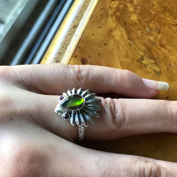 Canadian Ammolite Sterling Silver Ring Size 6 - Picture 12 of 12